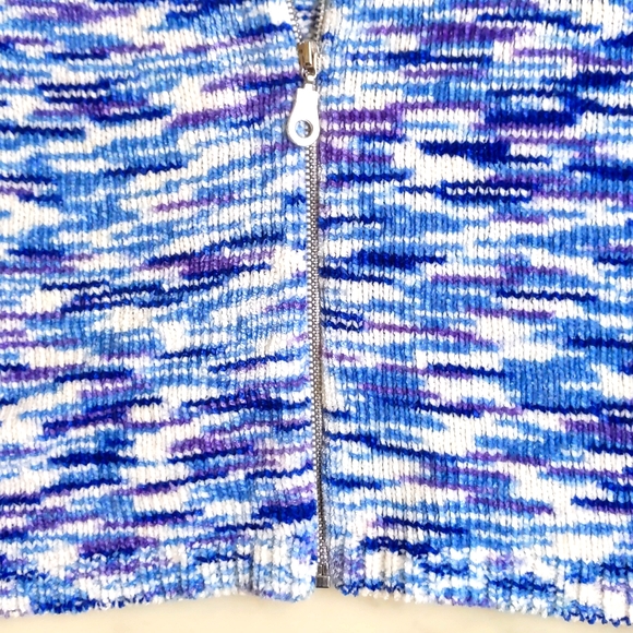 NWOT. 525 100% Rayon Short Sleeve Zip Cardigan Sweater with multi color design. - Picture 4 of 4